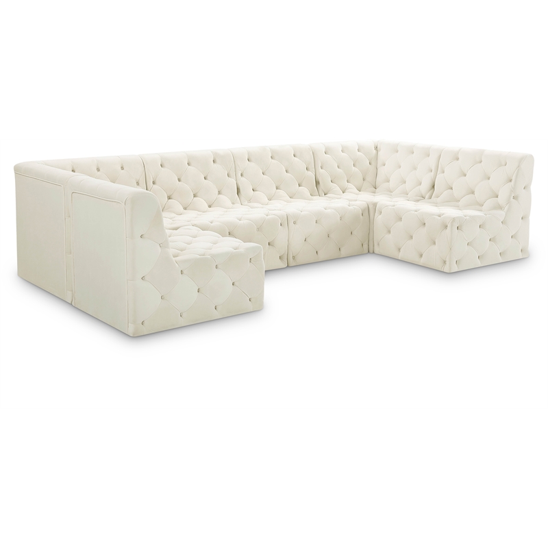 Meridian Furniture Tuft Cream Velvet Modular Sectional