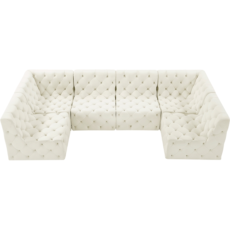 Meridian Furniture Tuft Cream Velvet Modular Sectional
