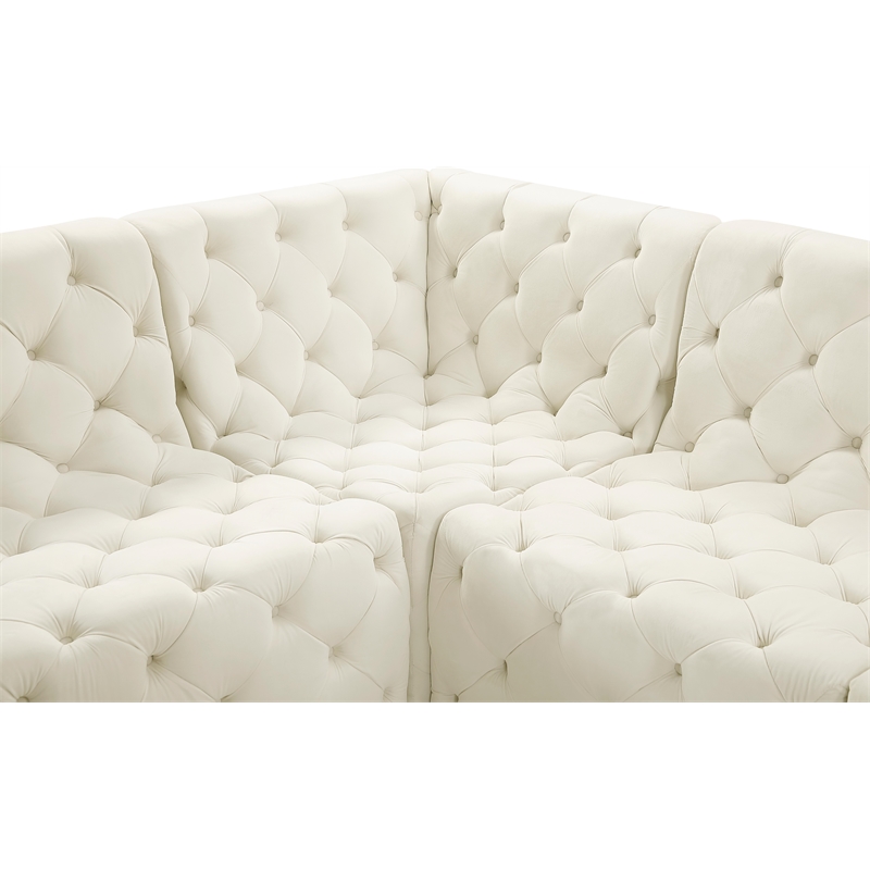 Meridian Furniture Tuft Cream Velvet Modular Sectional