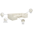 Meridian Furniture Tuft Cream Velvet Modular Sectional