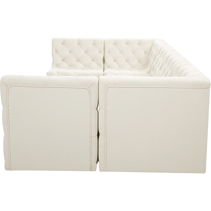 Meridian Furniture Tuft Cream Velvet Modular Sectional