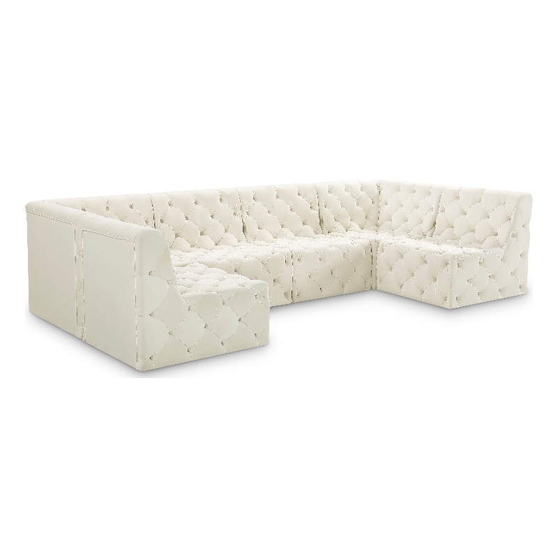 Meridian Furniture Tuft Cream Velvet Modular Sectional