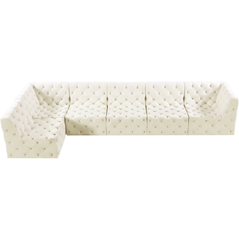 Meridian Furniture Tuft Cream Velvet Modular Sectional