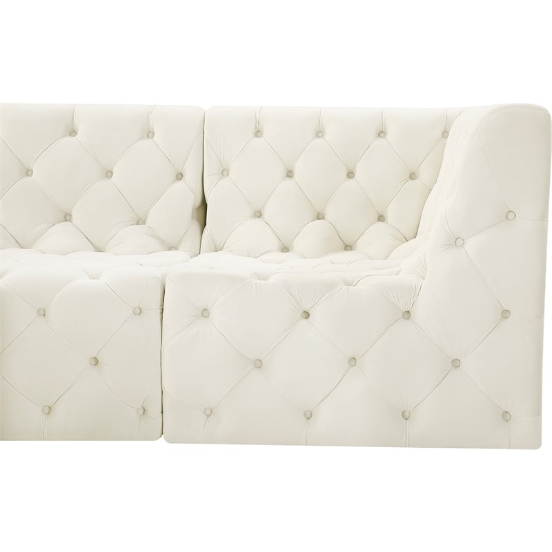 Meridian Furniture Tuft Cream Velvet Modular Sectional