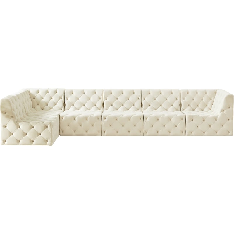 Meridian Furniture Tuft Cream Velvet Modular Sectional