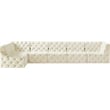 Meridian Furniture Tuft Cream Velvet Modular Sectional