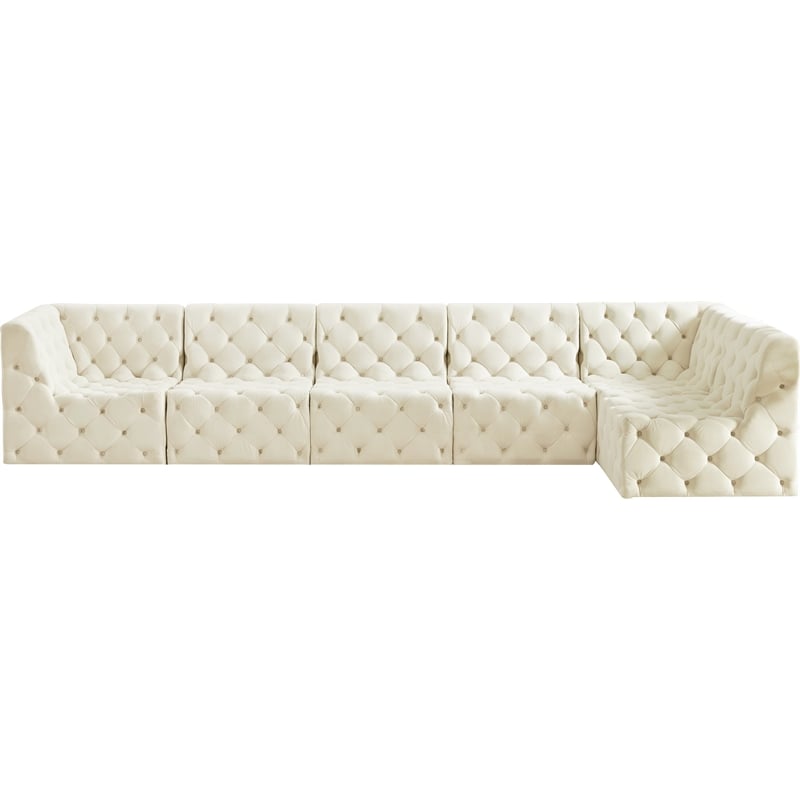 Meridian Furniture Tuft Cream Velvet Modular Sectional