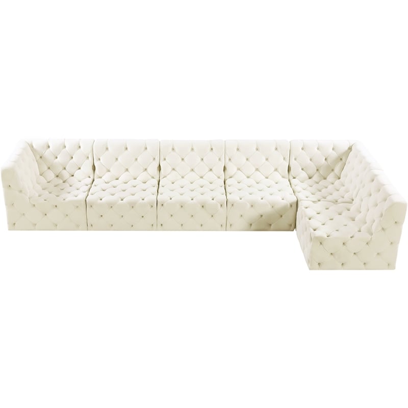 Meridian Furniture Tuft Cream Velvet Modular Sectional