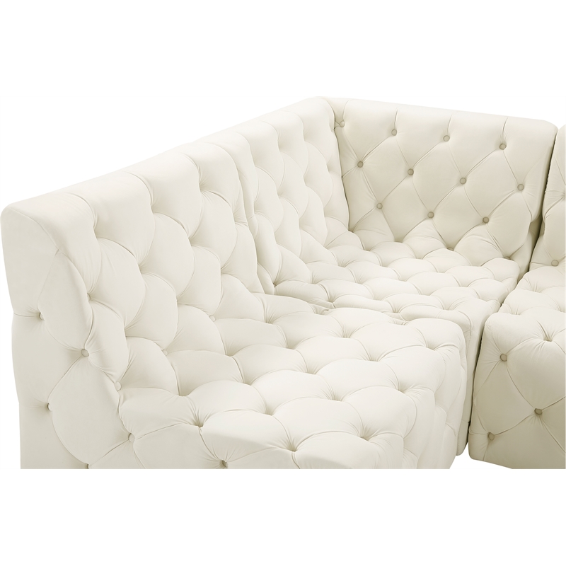 Meridian Furniture Tuft Cream Velvet Modular Sectional