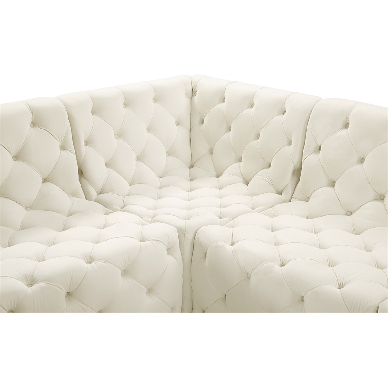 Meridian Furniture Tuft Cream Velvet Modular Sectional