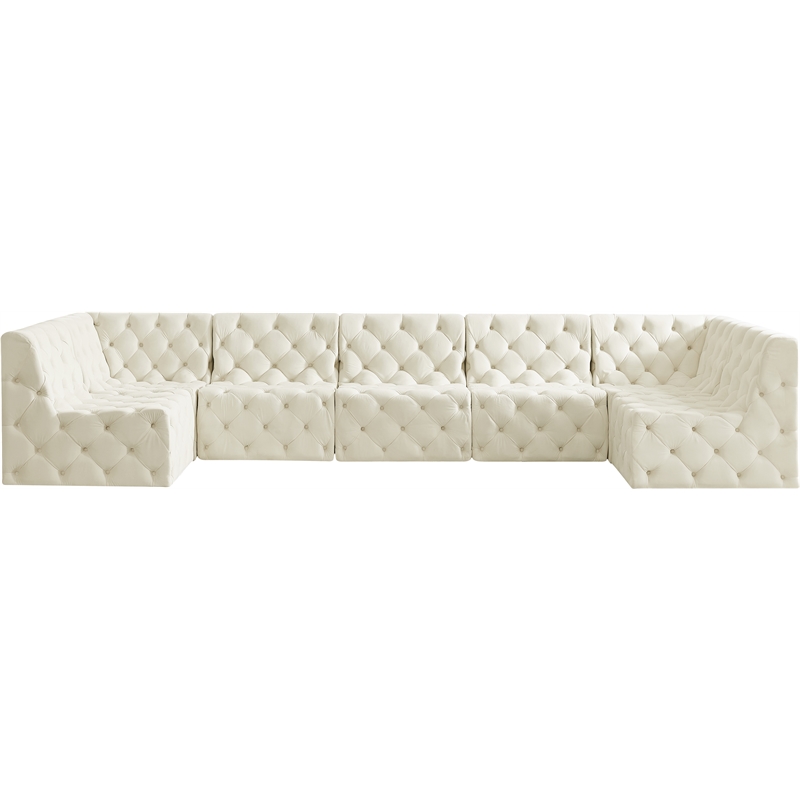 Meridian Furniture Tuft Cream Velvet Modular Sectional