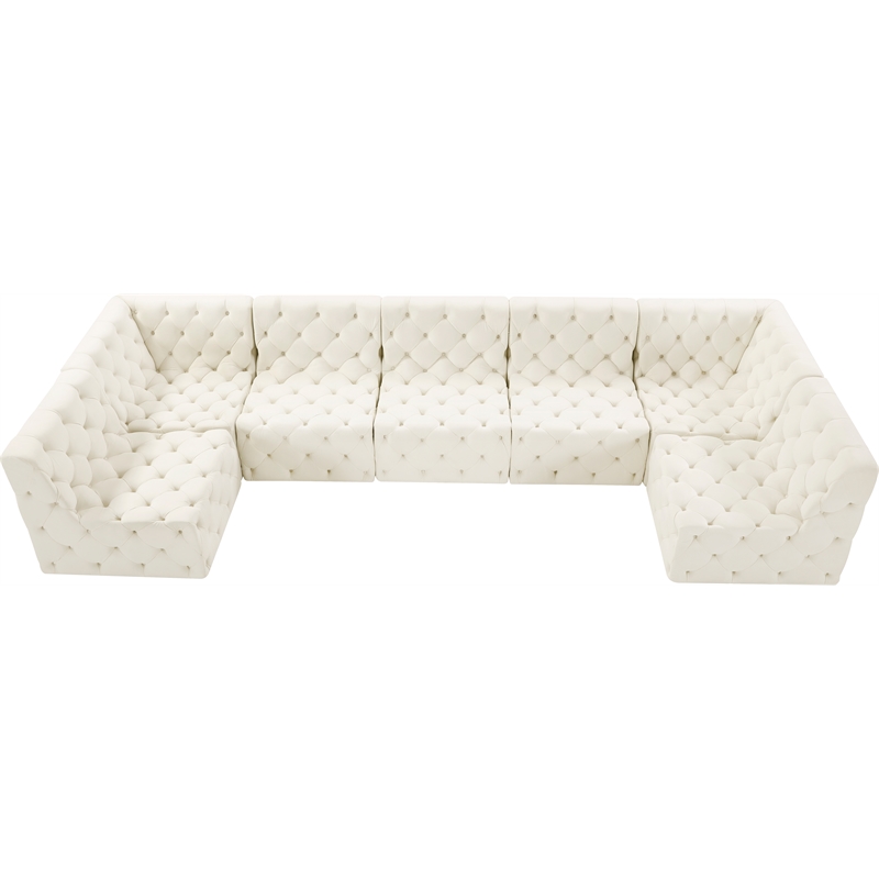 Meridian Furniture Tuft Cream Velvet Modular Sectional