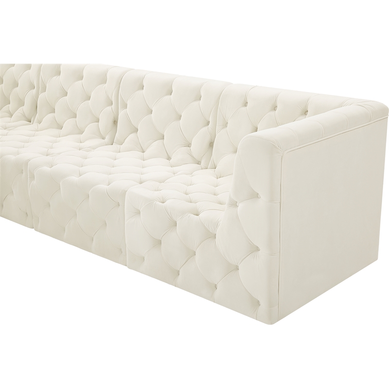 Meridian Furniture Tuft Cream Velvet Modular Sectional