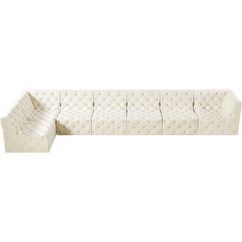 Meridian Furniture Tuft Cream Velvet Modular Sectional