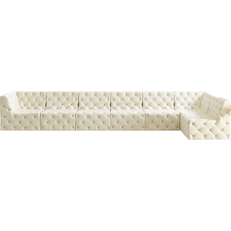 Meridian Furniture Tuft Cream Velvet Modular Sectional