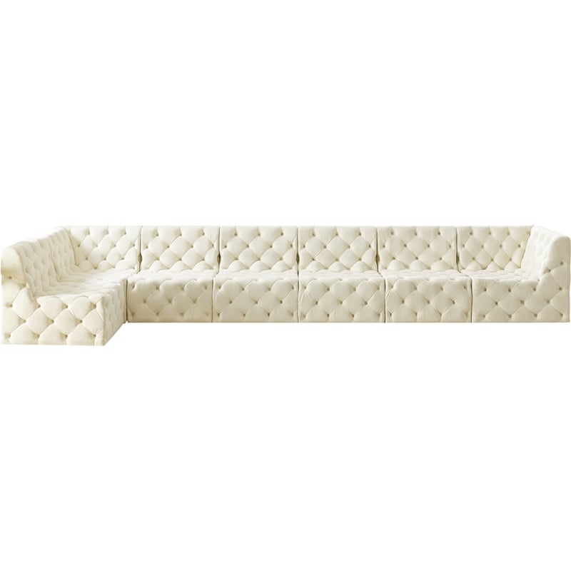 Meridian Furniture Tuft Cream Velvet Modular Sectional