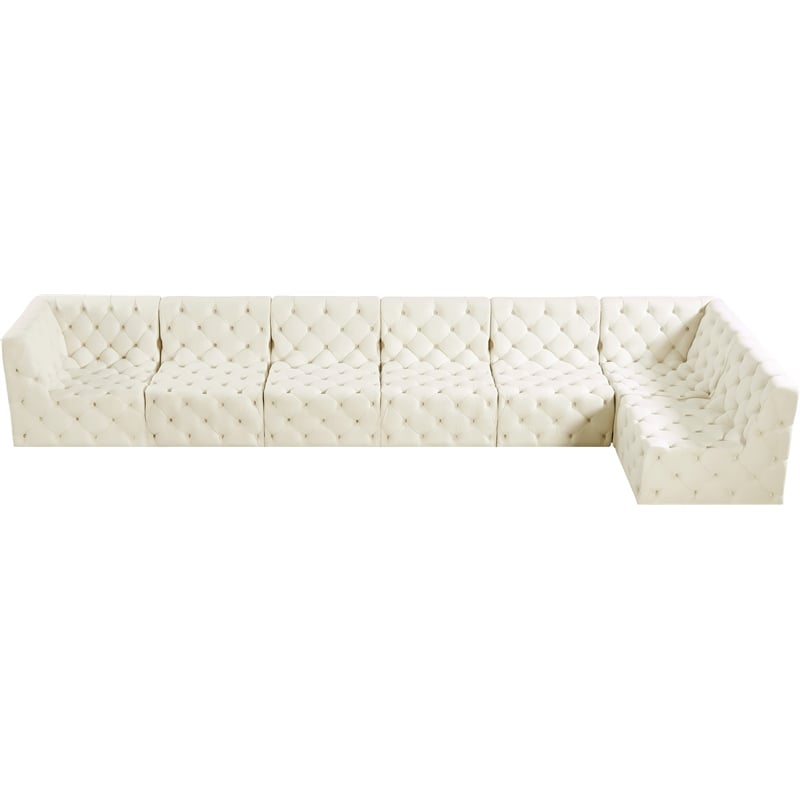 Meridian Furniture Tuft Cream Velvet Modular Sectional