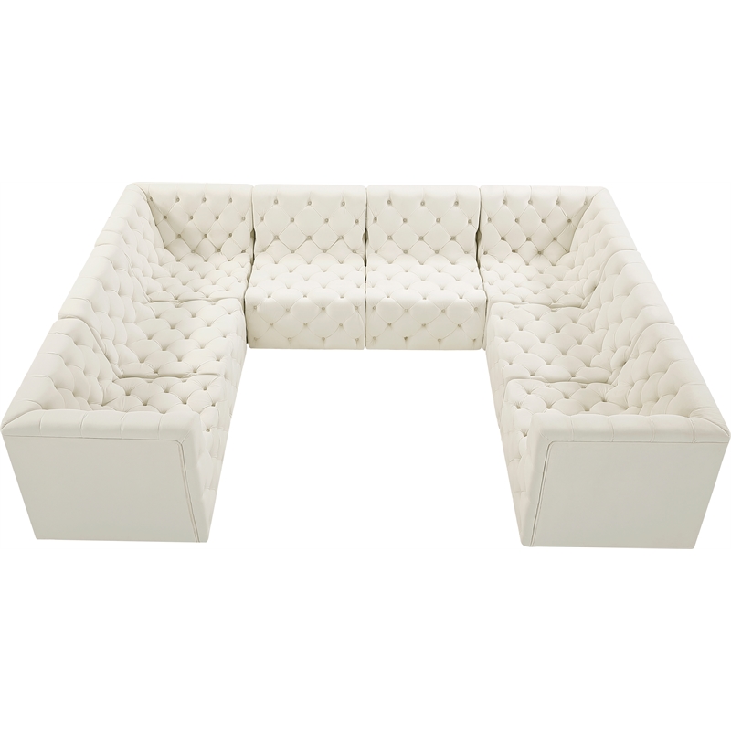 Meridian Furniture Tuft Cream Velvet Modular Sectional