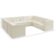 Meridian Furniture Tuft Cream Velvet Modular Sectional