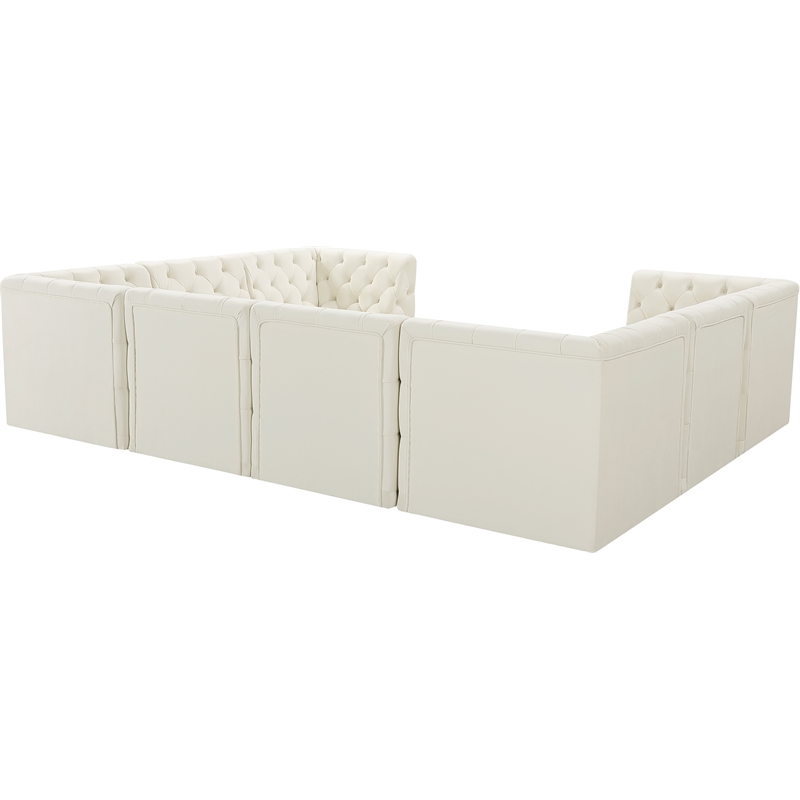 Meridian Furniture Tuft Cream Velvet Modular Sectional