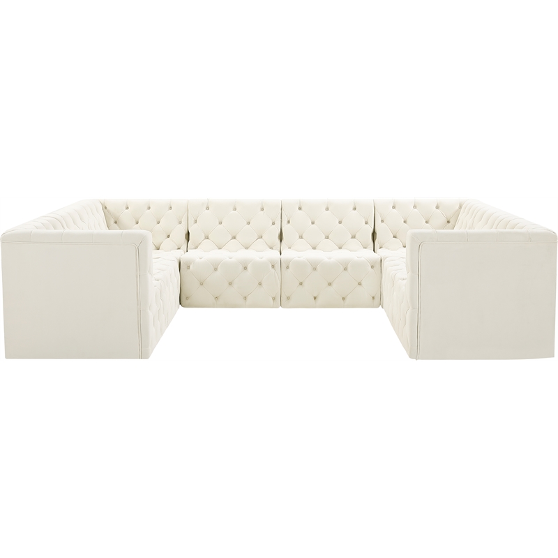 Meridian Furniture Tuft Cream Velvet Modular Sectional