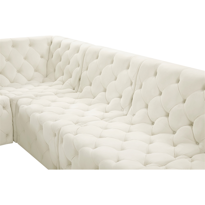 Meridian Furniture Tuft Cream Velvet Modular Sectional