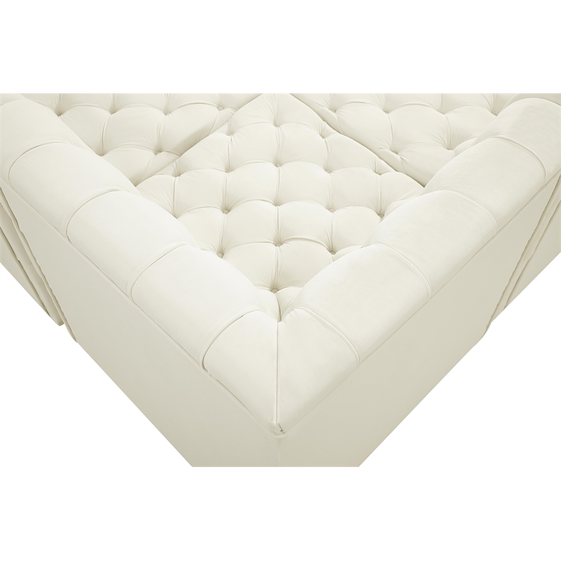 Meridian Furniture Tuft Cream Velvet Modular Sectional