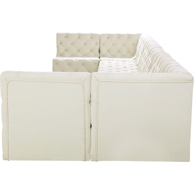 Meridian Furniture Tuft Cream Velvet Modular Sectional