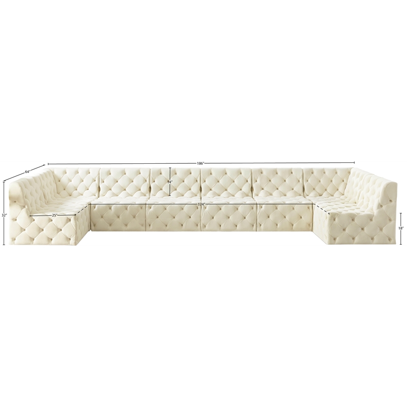 Meridian Furniture Tuft Cream Velvet Modular Sectional