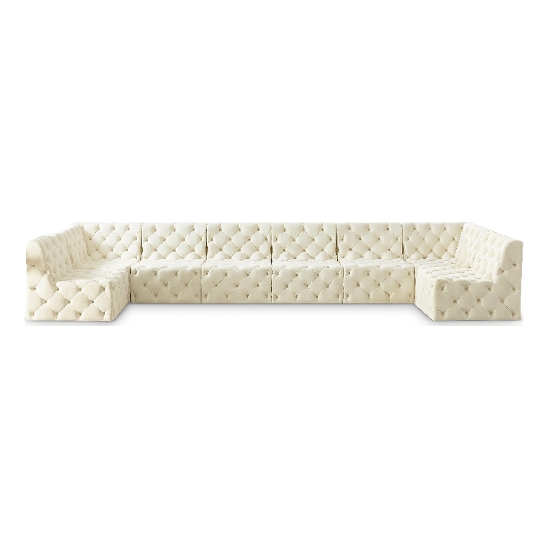 Meridian Furniture Tuft Cream Velvet Modular Sectional