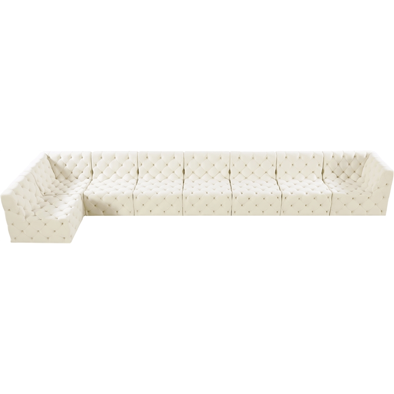 Meridian Furniture Tuft Cream Velvet Modular Sectional