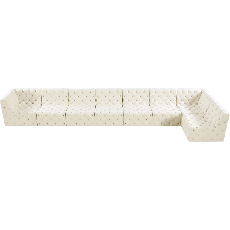 Meridian Furniture Tuft Cream Velvet Modular Sectional