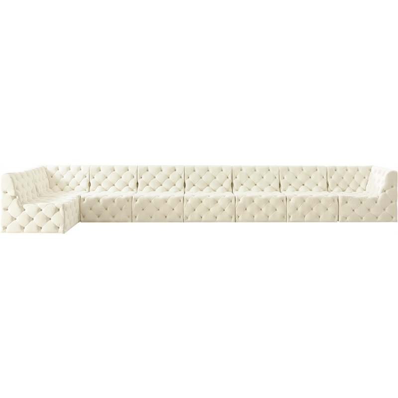 Meridian Furniture Tuft Cream Velvet Modular Sectional