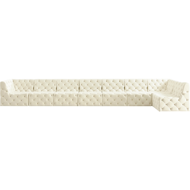 Meridian Furniture Tuft Cream Velvet Modular Sectional