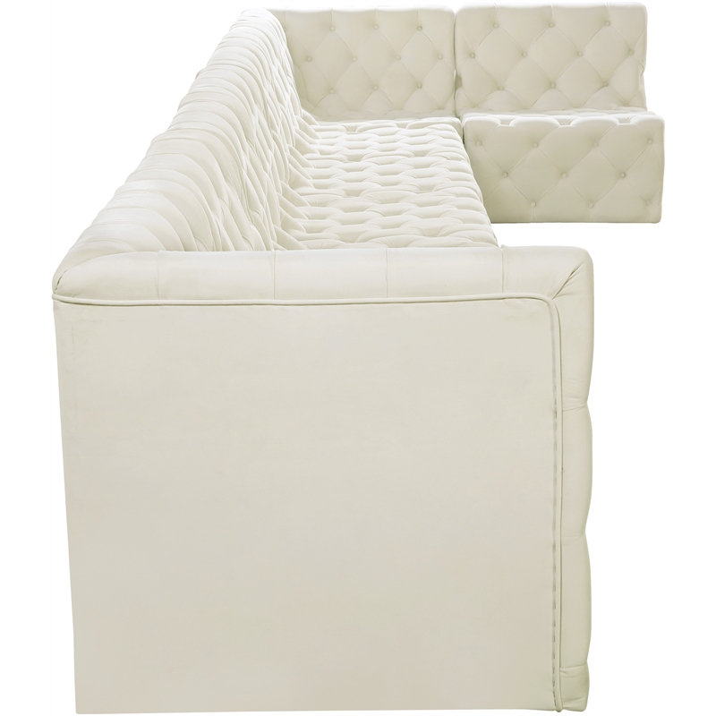 Meridian Furniture Tuft Cream Velvet Modular Sectional