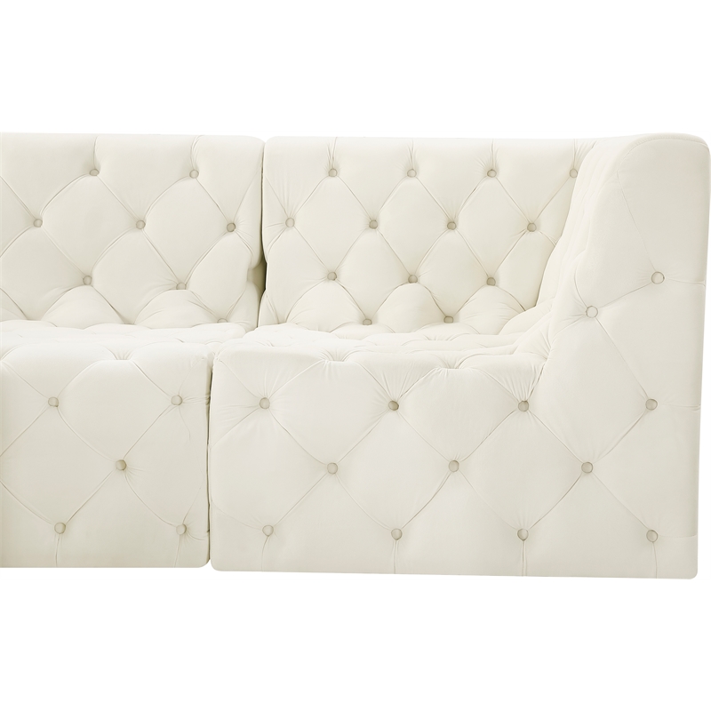 Meridian Furniture Tuft Cream Velvet Modular Sectional