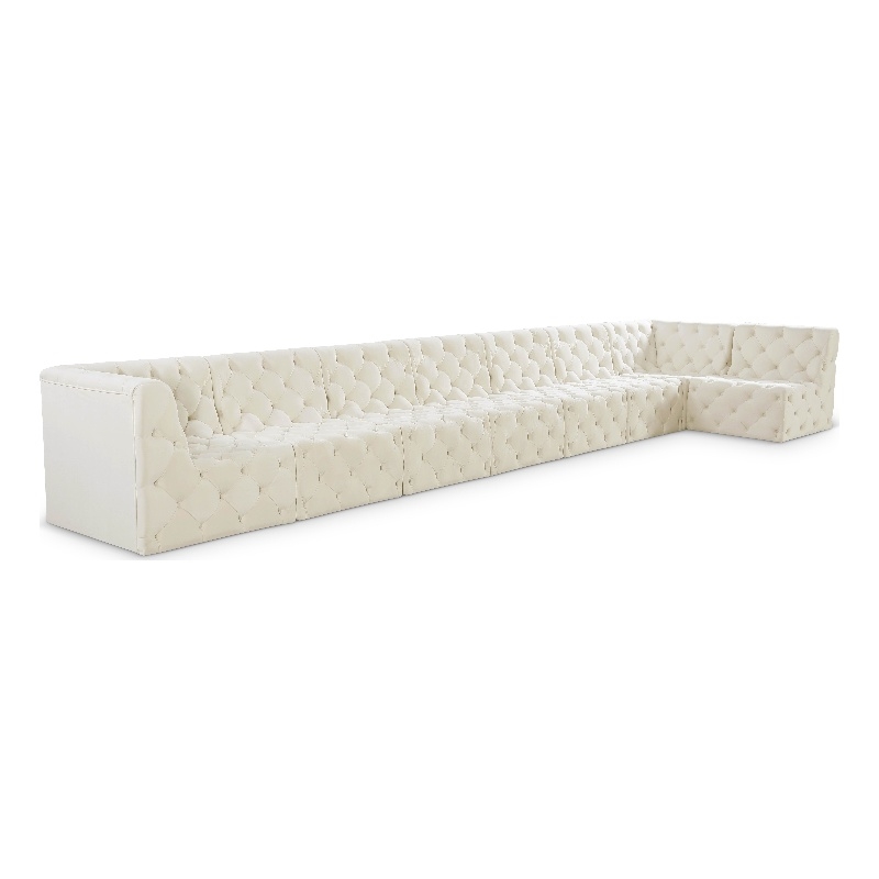 Meridian Furniture Tuft Cream Velvet Modular Sectional