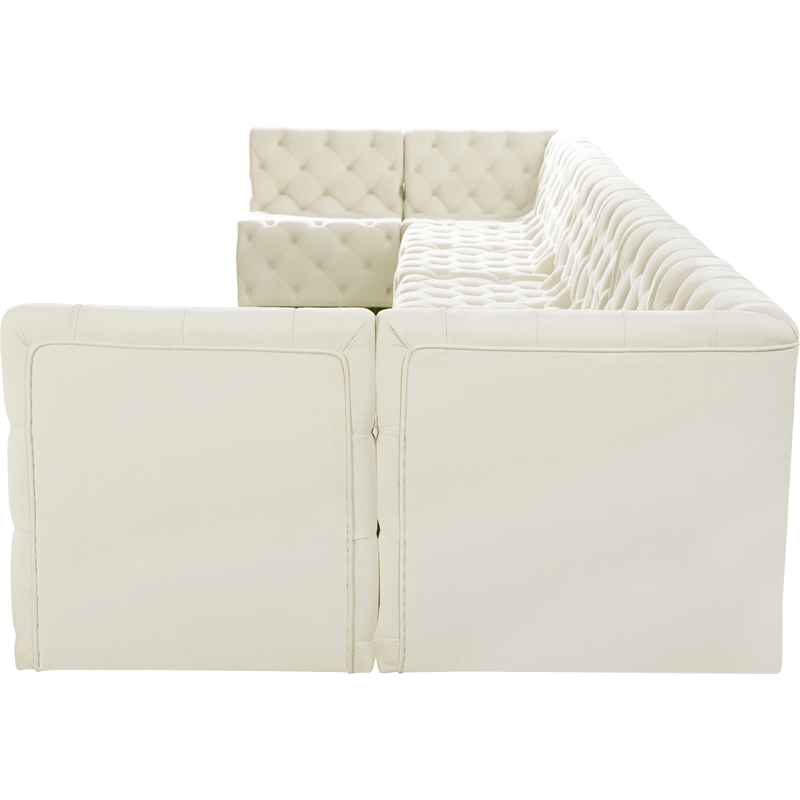 Meridian Furniture Tuft Cream Velvet Modular Sectional