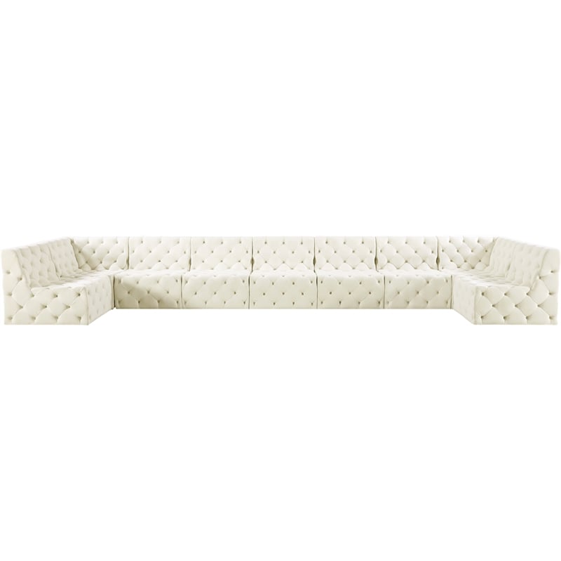 Meridian Furniture Tuft Cream Velvet Modular Sectional