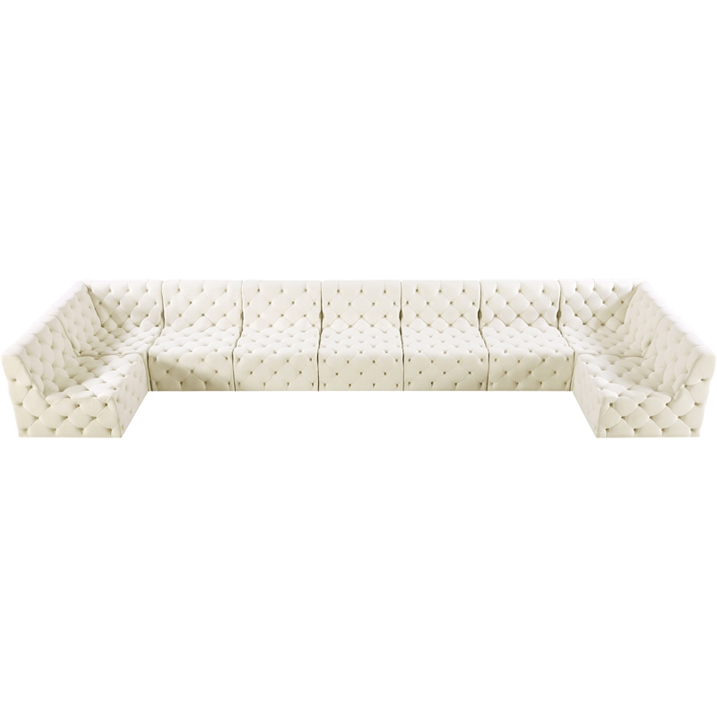 Meridian Furniture Tuft Cream Velvet Modular Sectional