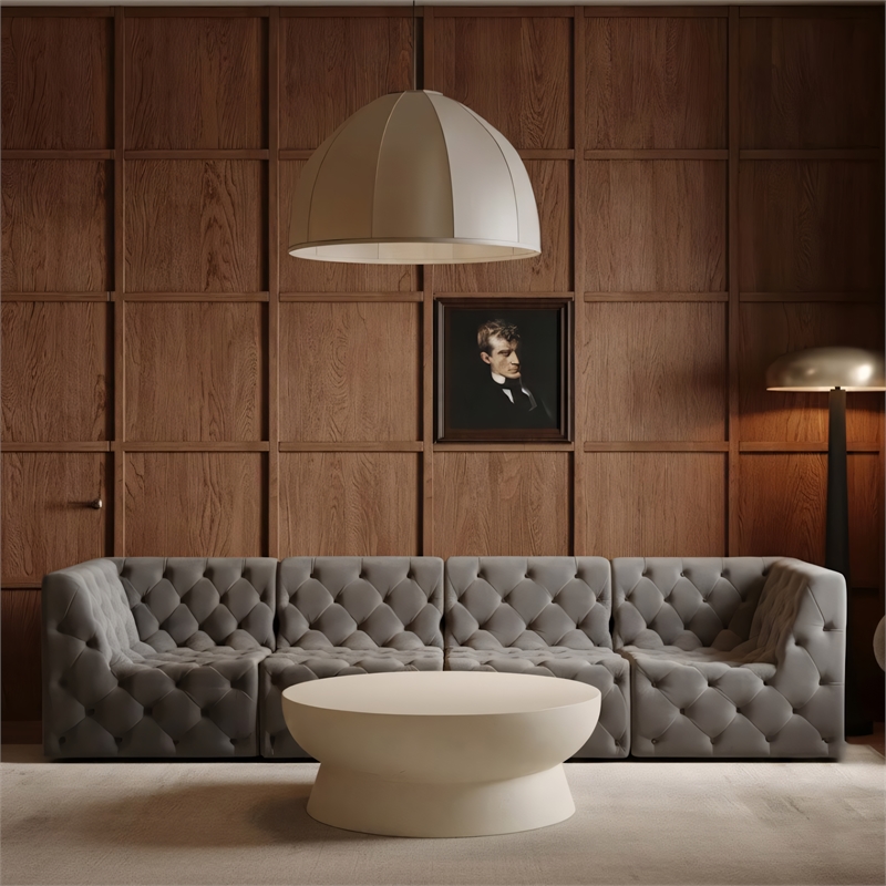 Meridian Furniture Tuft Grey Velvet Modular Sofa