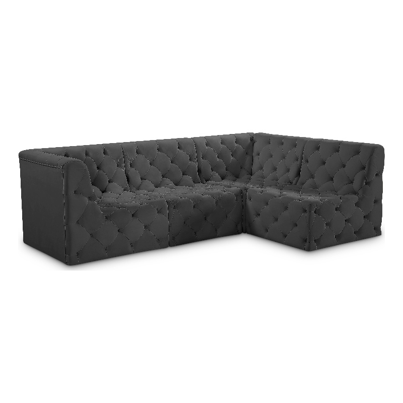 Meridian Furniture Tuft Grey Velvet Modular Sectional
