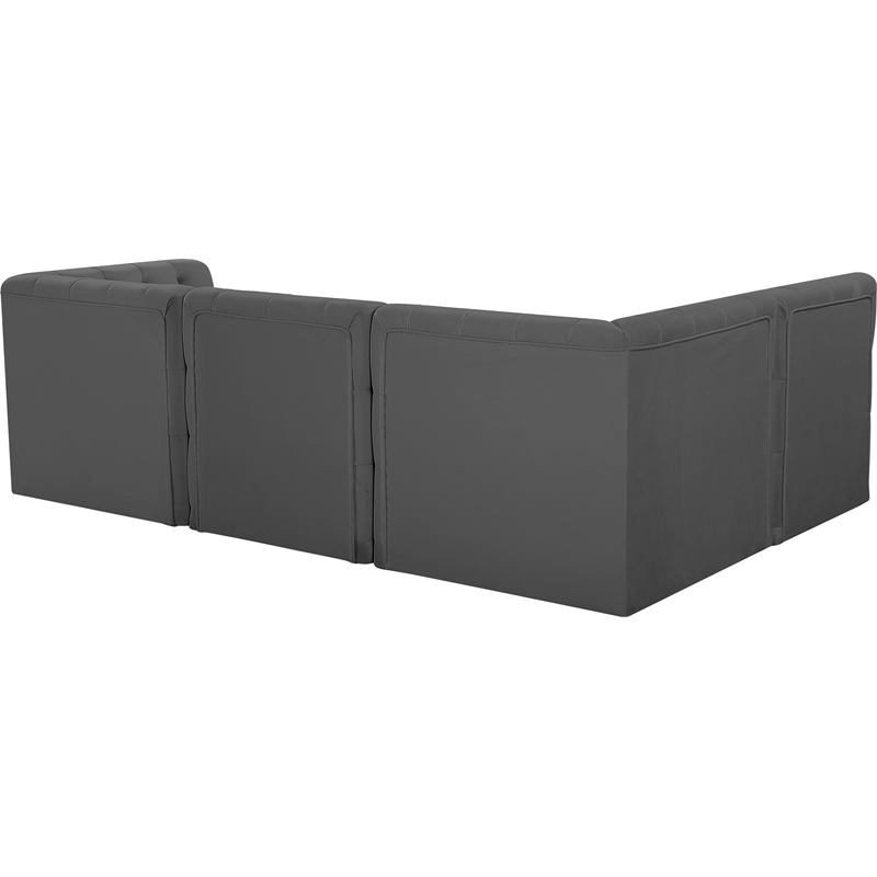Meridian Furniture Tuft Grey Velvet Modular Sectional