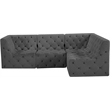 Meridian Furniture Tuft Grey Velvet Modular Sectional