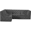 Meridian Furniture Tuft Grey Velvet Modular Sectional