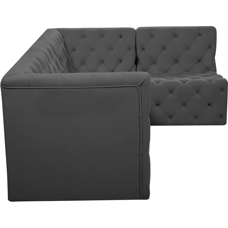Meridian Furniture Tuft Grey Velvet Modular Sectional