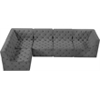Meridian Furniture Tuft Grey Velvet Modular Sectional