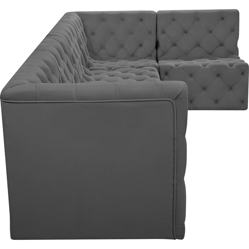 Meridian Furniture Tuft Grey Velvet Modular Sectional