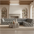 Meridian Furniture Tuft Grey Velvet Modular Sectional