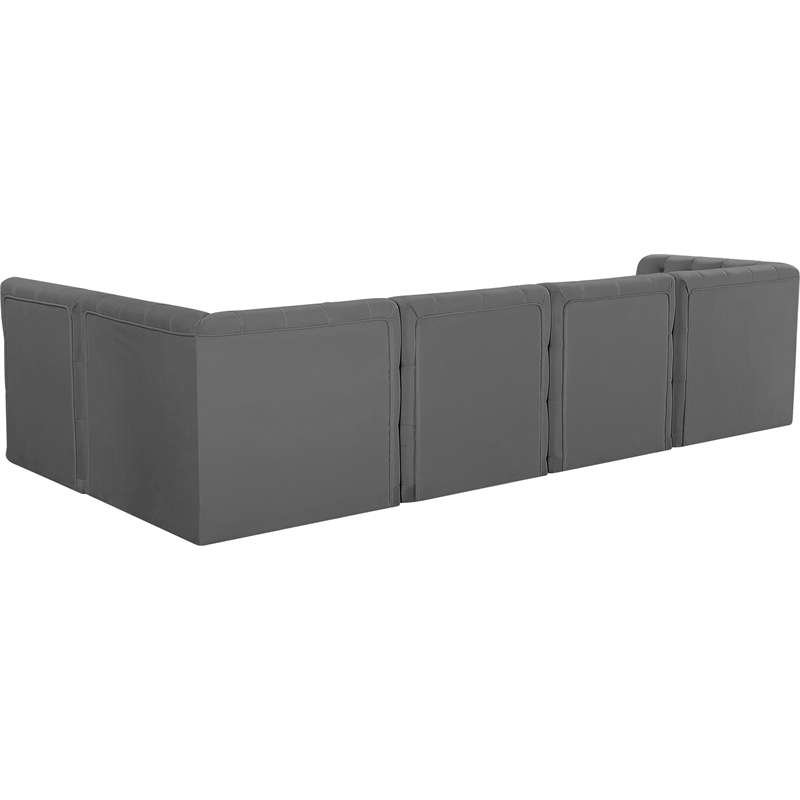 Meridian Furniture Tuft Grey Velvet Modular Sectional